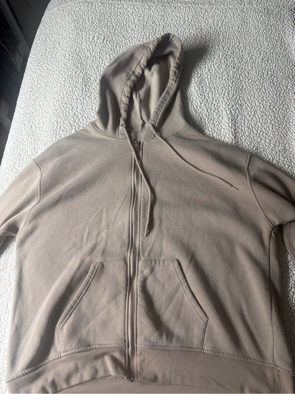 Zip-Up Hoodie in Light Taupe
